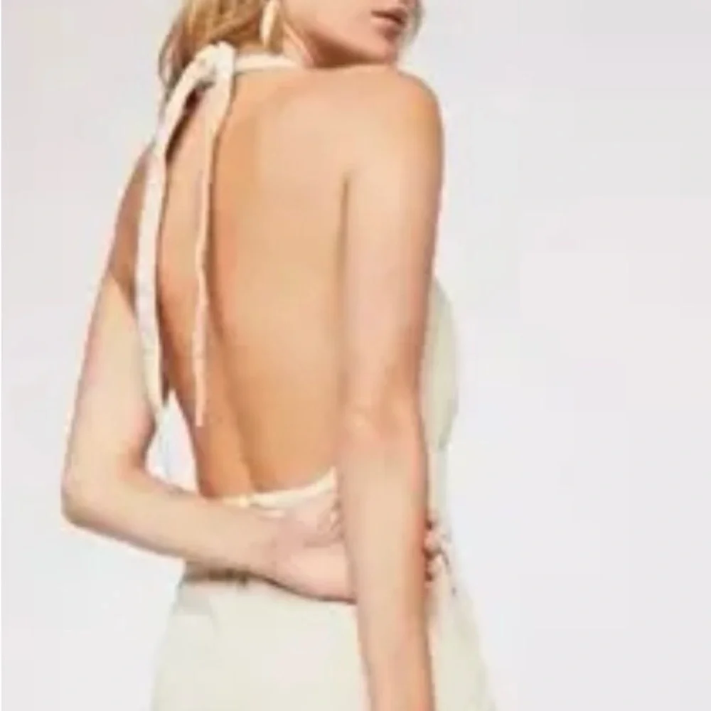 NWOT Free People Beach Free Low‎ Back Maxi Halter Dress Cream Tan XS Oversized